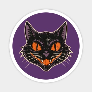 Vintage Halloween Black Cat - Distressed Magnet